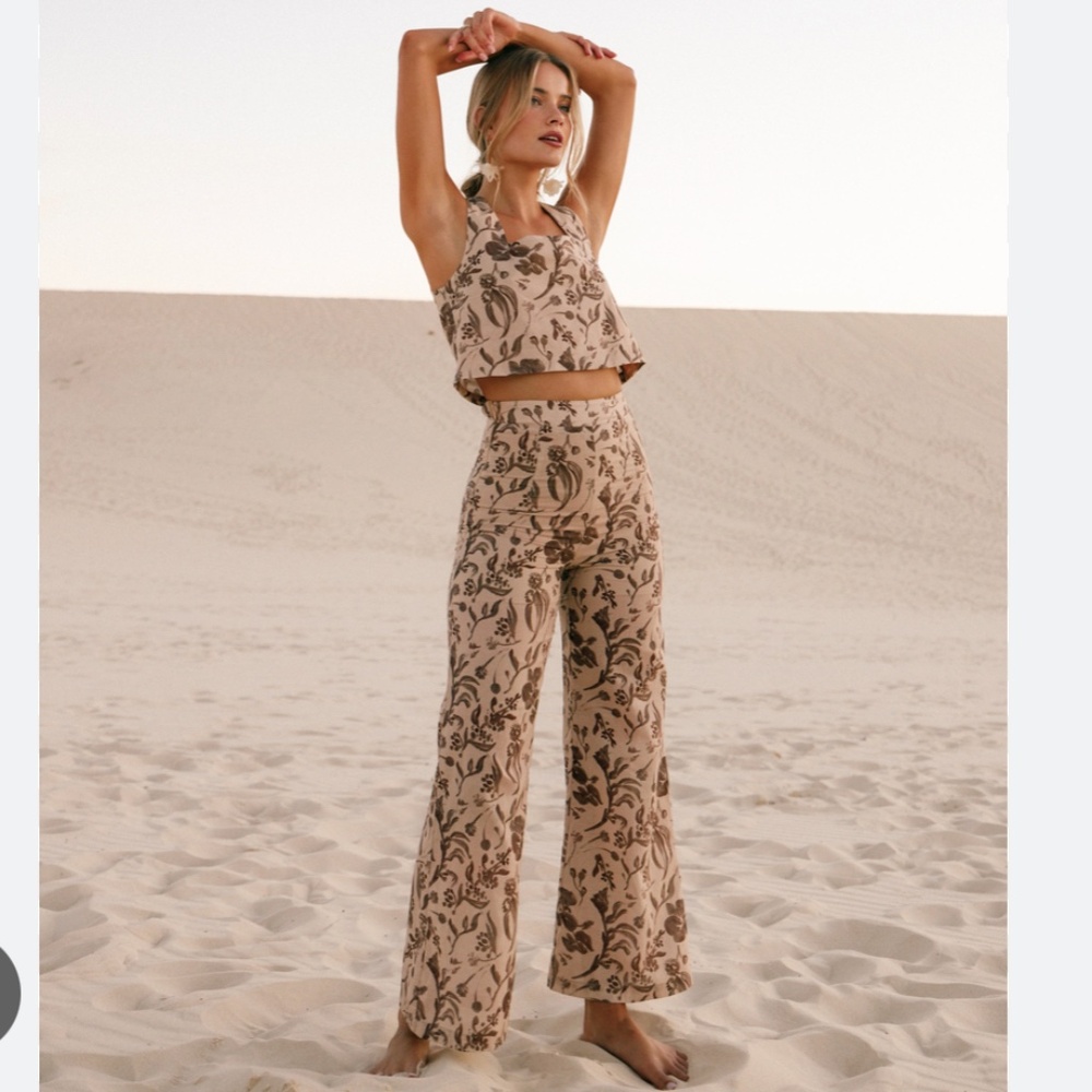 Petal & Pup Beige Floral Wide Leg Pants